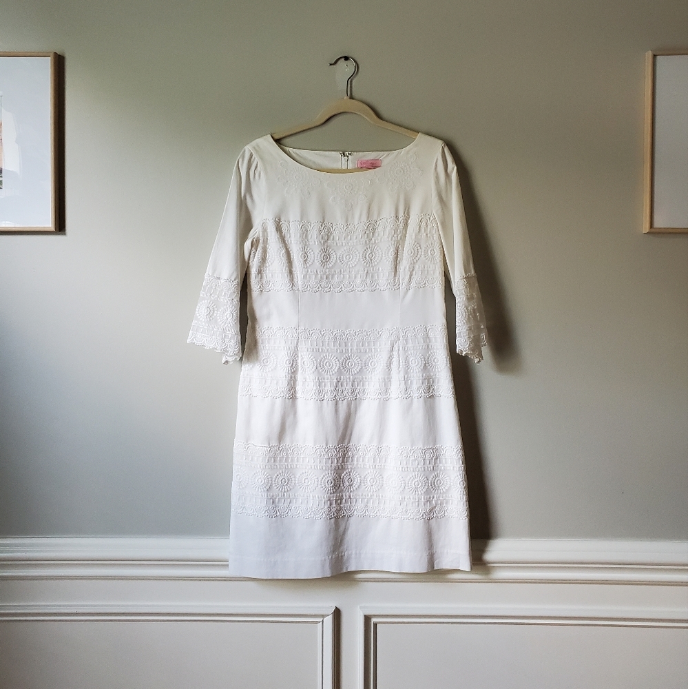 LILLY PULITZER | White Lace Shift Dress | 8